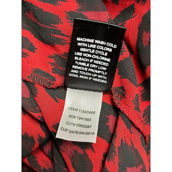 Torrid Leopard Print Challis Button Front Shirt Dress Womens Size 3X Red Black - Picture 5 of 8